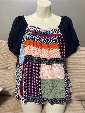 Anthropologie Maeve Patchwork Puff Sleeve Women’s Top small